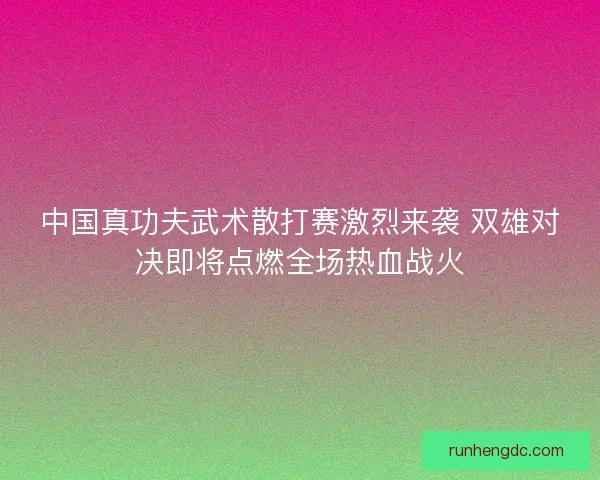 中国真功夫武术散打赛激烈来袭 双雄对决即将点燃全场热血战火